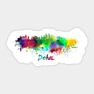 Doha skyline in watercolor Sticker